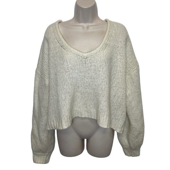 Madewell Sweaters - Madewell oversized cream knit sweater deep V-neck wool alpaca blend